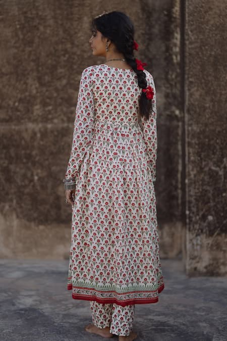 Baaro Masi Floral Print Anarkali Trouser Set 