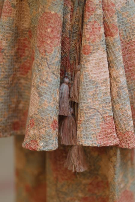 Buy_Baaro Masi_Blue Cotton, Organza, Georgette Sequins, And Printed Angarkha Sharara Set _Online_at_Aza_Fashions