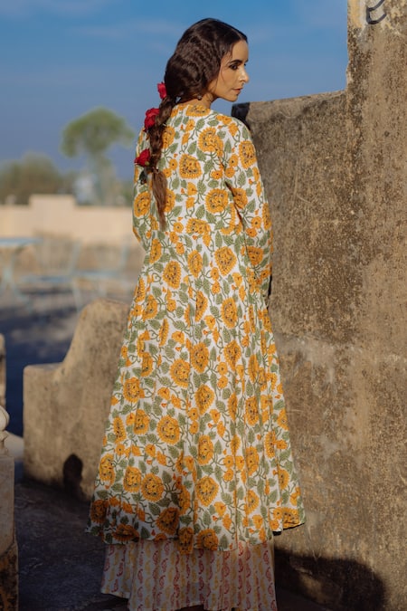 Baaro Masi Printed Jacket Anarkali & Skirt Set 