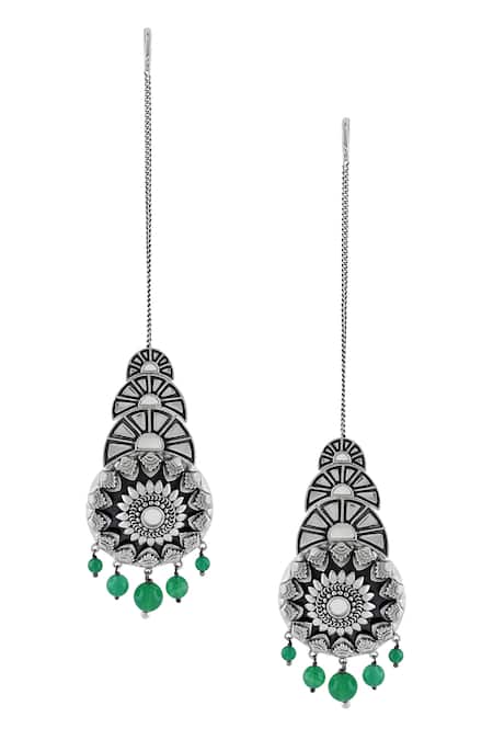 Tribe Amrapali Oxidized Mirror Danglers 