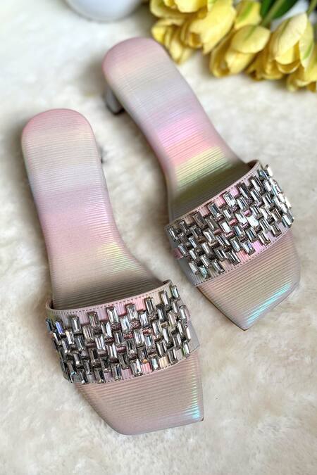 Buy Modanta Footwear Multi Color Foil Printing Faux Diamond Rainbow Heels Online at Aza Fashions Buy_Modanta Footwear_Multi Color Foil Printing Faux Diamond Rainbow Heels _Online_at_Aza_Fashions