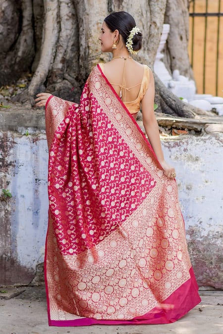 Light Meenakari Banarasi Bandhani Saree in Shaded Pink – Naina Jain
