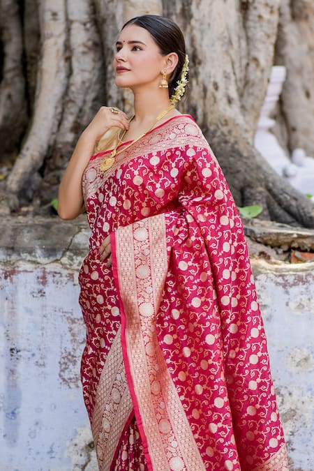 Shop Blush Pink Tussar Khadi Georgette Banarasi Saree Online in USA – Pure  Elegance