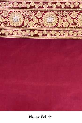 Buy_Naaritva India_Fuchsia Kota Doria Zari Floral Jaal Handwoven Banarasi Saree With Running Blouse_Online_at_Aza_Fashions