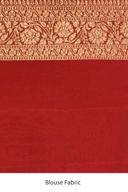 Buy_Naaritva India_Green Handloom Cotton, Chiffon Floral Jaal Banarasi Saree With Running Blouse _Online_at_Aza_Fashions