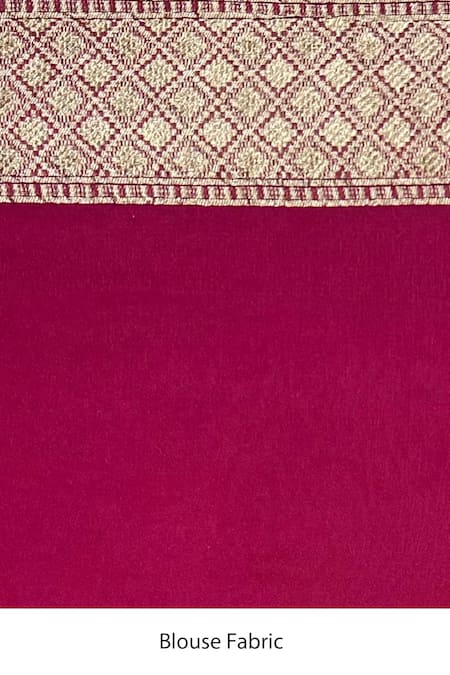 Naaritva India_Blue Handloom Cotton, Chiffon Floral Jaal Banarasi Saree With Running Blouse _Online_at_Aza_Fashions