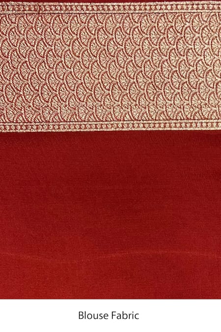 Naaritva India_Gold Handloom Cotton, Banarasi Floral Jaal Pattern Saree With Running Blouse _Online_at_Aza_Fashions