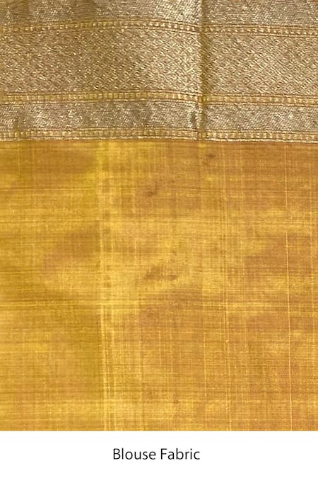 Buy_Naaritva India_Yellow Kota Doria Geometric Handwoven Banarasi Saree With Running Blouse _Online_at_Aza_Fashions