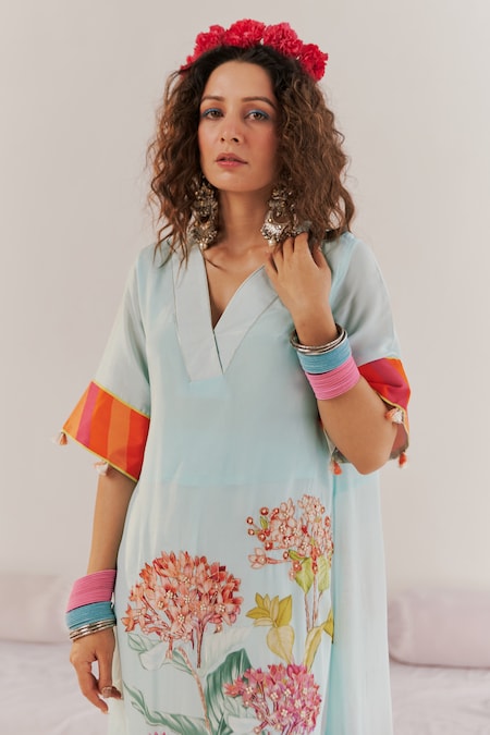 Dusty Teal Velvet Kaftan – 172 Threads