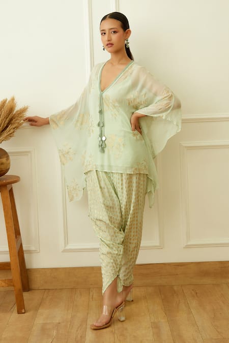 Nikasha Foil Print Kaftan With Dhoti Pant 