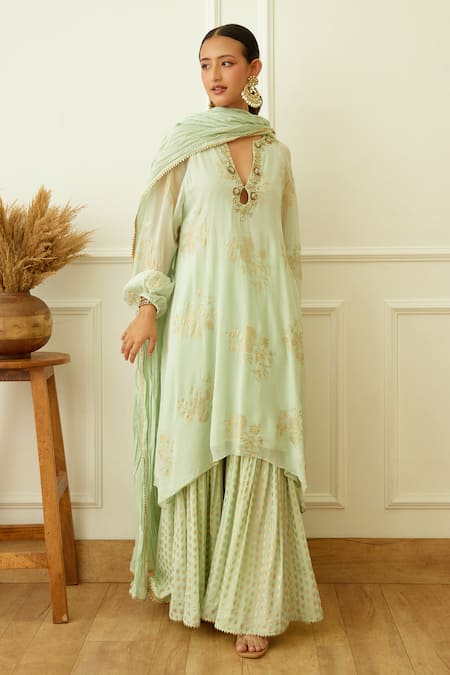 Nikasha Foil Print Kurta Sharara Set 