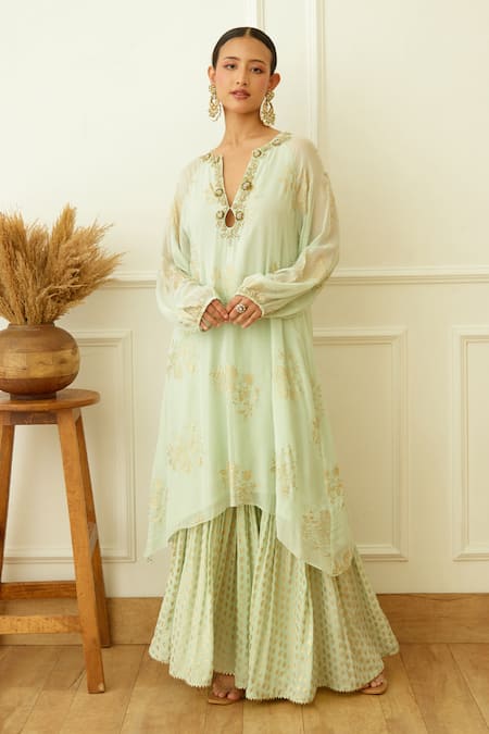 Nikasha Foil Print Kurta Sharara Set 