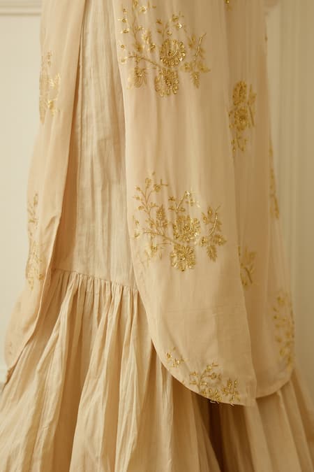 Shop Nikasha Off White Viscose, Kota Doria, Handloom Cotton Blossom Print Kurta Sharara Set Online at Aza Fashions Shop_Nikasha_Off White Viscose, Kota Doria, Handloom Cotton Blossom Print Kurta Sharara Set _Online_at_Aza_Fashions