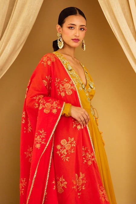 Nikasha Sequin Floral Embroidered Angrakaha Anarkali Set 