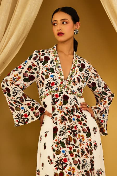 Nikasha Ivory Viscose, Cotton Embroidery, Kohinoor Jaal Print Anarkali And Churidar Set Online at Aza Fashions Nikasha_Ivory Viscose, Cotton Embroidery, Kohinoor Jaal Print Anarkali And Churidar Set _Online_at_Aza_Fashions