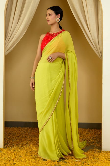 Nikasha Saree With Sequin Embroidered Blouse 