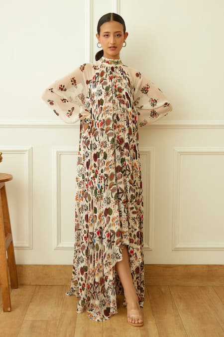 Nikasha Kohinoor Buta Print Asymmetric Dress 