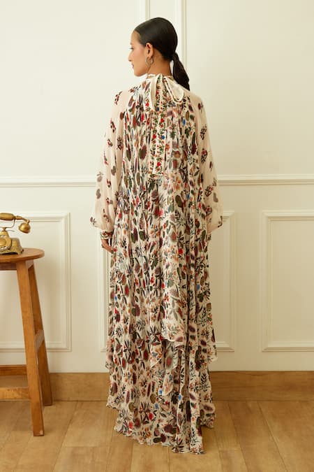 Nikasha Kohinoor Buta Print Asymmetric Dress 