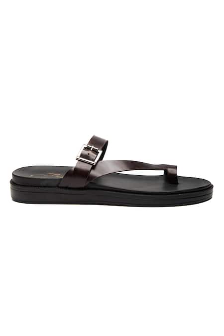 Nidhi Bhandari_Brown Solid Cross Strap Flats _Online_at_Aza_Fashions