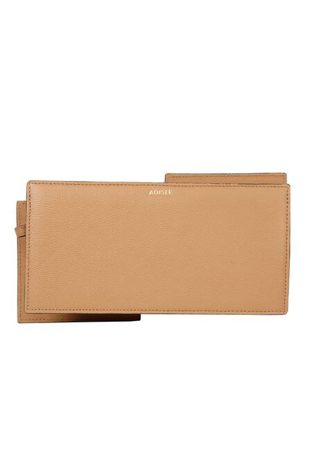 Shop_Adisee_Beige Bianca Leather Clutch With Broad Strap