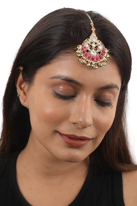 Riana Jewellery Contrast Jadtar Stone Embellished Maangtikka 