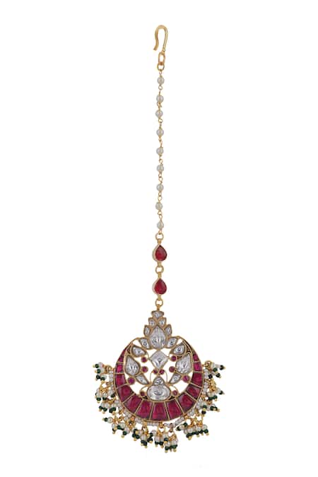 Riana Jewellery Contrast Jadtar Stone Embellished Maangtikka 