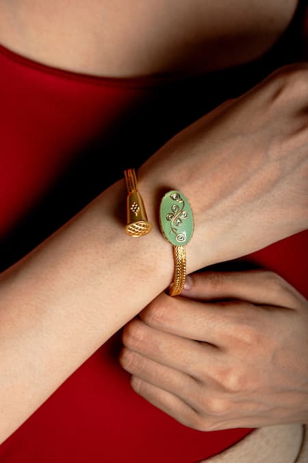 Neeta Boochra Chalcedony Gemstone Embellished Bangle 