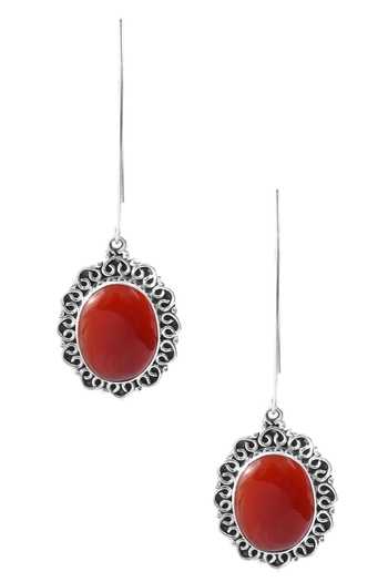 Shop Noor Silver Plated Rhinestones, Stones Handcrafted Oval Drop Earrings at Aza Fashions Shop_Noor_Silver Plated Rhinestones, Stones Handcrafted Oval Drop Earrings_at_Aza_Fashions
