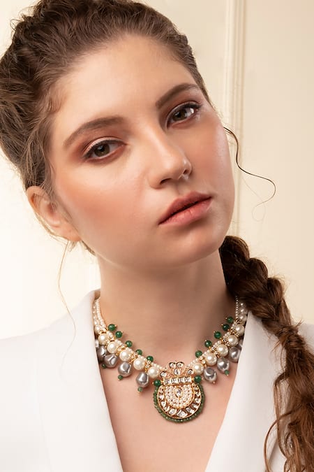 Joules by Radhika Embellished Pearl Pendant Necklace 