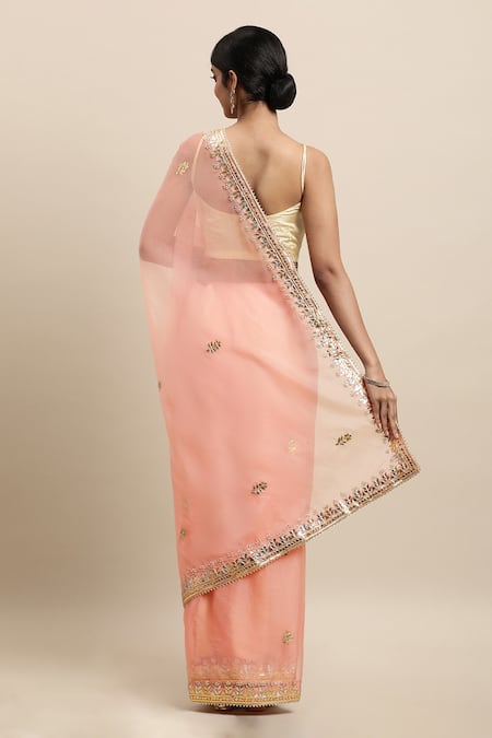 Geroo Jaipur Gota Embroidered Saree With Unstitched Blouse Piece 
