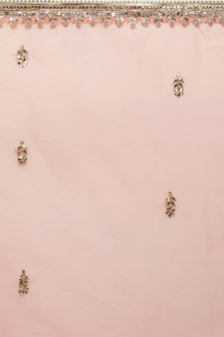 Buy_Geroo Jaipur_Peach Organza Gota Patti Embroidered Saree With Unstitched Blouse Piece _Online_at_Aza_Fashions