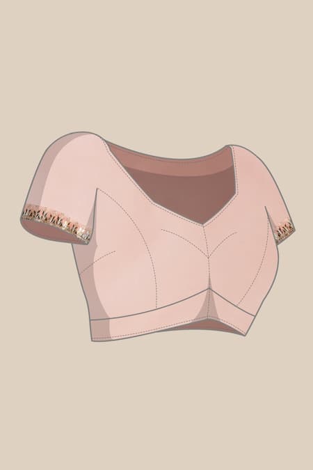 Shop_Geroo Jaipur_Peach Organza Gota Patti Embroidered Saree With Unstitched Blouse Piece _Online_at_Aza_Fashions