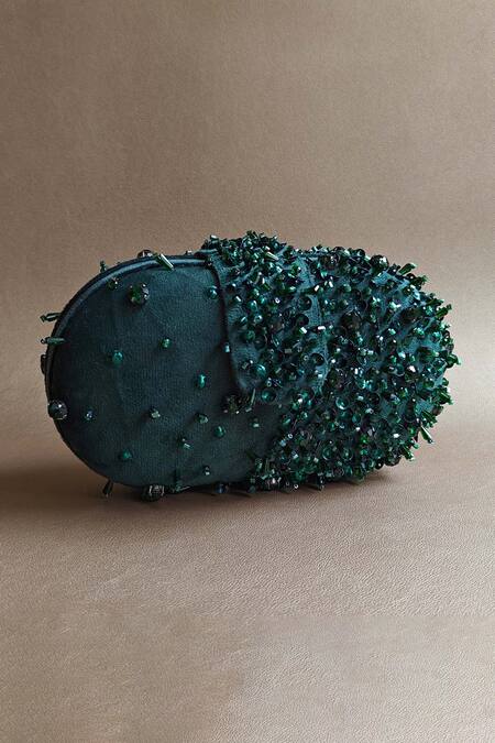 Buy Plode Green Hand Embellished Capsule Bag at Aza Fashions Buy_Plode_Green Hand Embellished Capsule Bag_at_Aza_Fashions