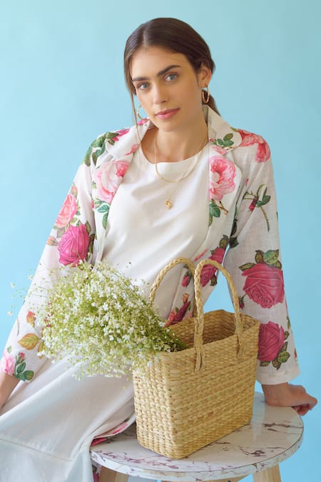 Monk & Mei By Sonia Anand Spring Floral Print Jacket & Dress Set 