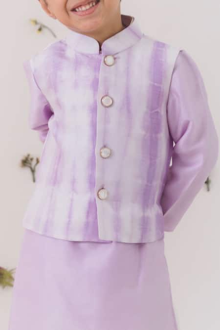 Buy_Chotibuti_Purple Silk, Organza Lilac Tie Dye Bundi Kurta Set _Online_at_Aza_Fashions