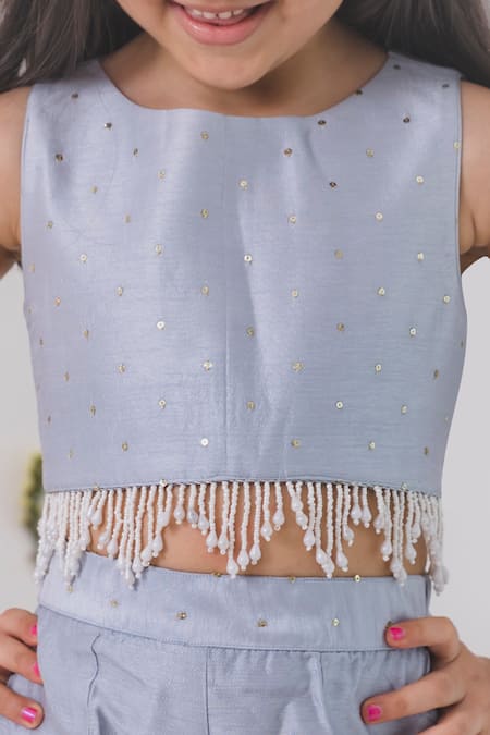 Buy_Chotibuti_Grey Silk, Cotton Sequins Top With Pant _Online_at_Aza_Fashions