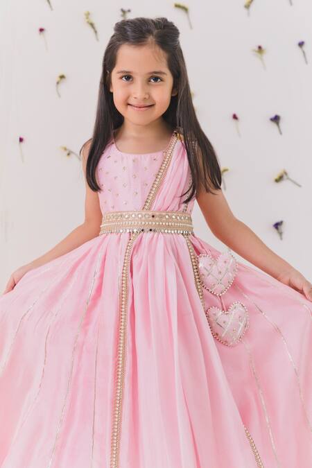 Buy_Chotibuti_Pink Silk, Cotton Gota Patti, Sequins Embellished Anarkali With Dupatta _Online_at_Aza_Fashions