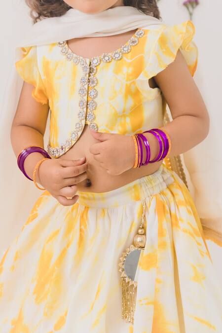 Buy Chotibuti Yellow Silk, Cotton Mirrors, Embroidery Tie Dye Blouse Lehenga Set Online at Aza Fashions Buy_Chotibuti_Yellow Silk, Cotton Mirrors, Embroidery Tie Dye Blouse Lehenga Set _Online_at_Aza_Fashions