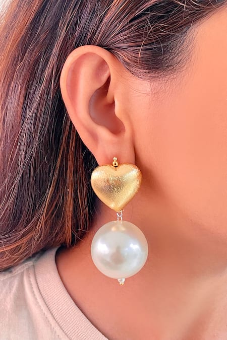 Designer Button Stud Box Chain Hanging Golden Drop Earrings Buy Online