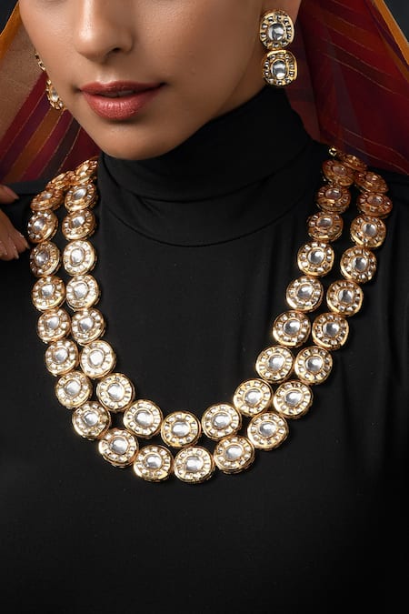 Paisley Pop Gold Plated Kundan Layered Necklace Set