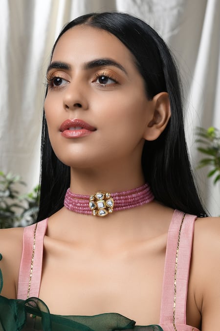 Paisley Pop Gold Plated Stone Kundan Choker 