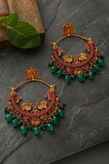 Buy Gold Plated Kira Petals Stone Studded Chandbali Earrings by The Bling  Girll Online at Aza Fashions.