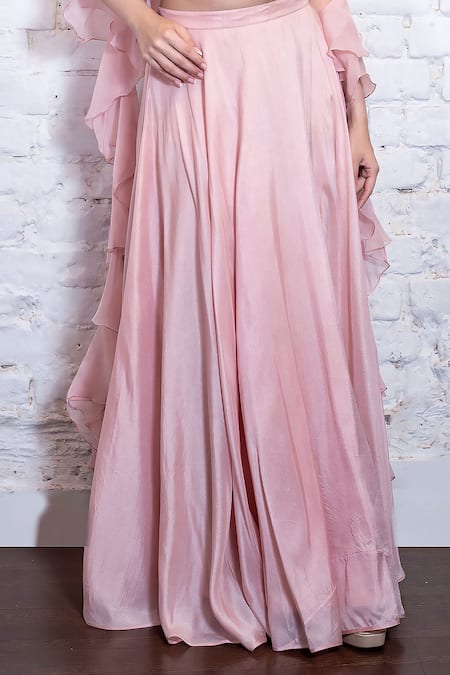 Vasavi Shah Pink , Organza Embroidery, Sequins Round Neck Floral Lehenga Set Online at Aza Fashions Vasavi Shah_Pink , Organza Embroidery, Sequins Round Neck Floral Lehenga Set _Online_at_Aza_Fashions