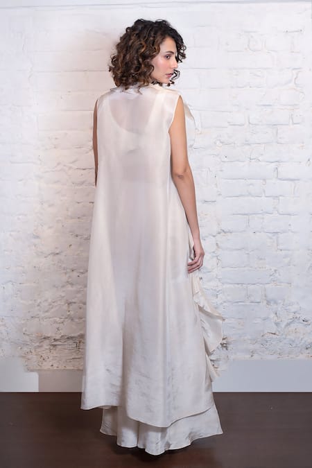 Vasavi Shah Embroidered Silk Organza Jacket Pant Set 