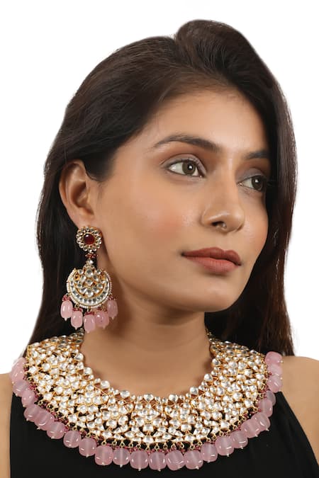 Riana Jewellery Beaded Hem Jadtar Necklace Set 