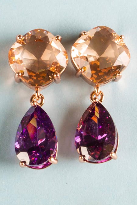 Ishhaara Crystal Tear Drop Shaped Earrings 