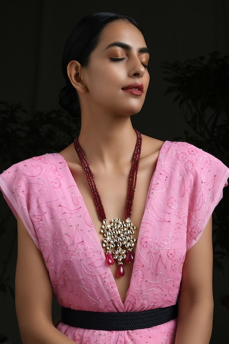 Paisley Pop Kundan Pendant Necklace 