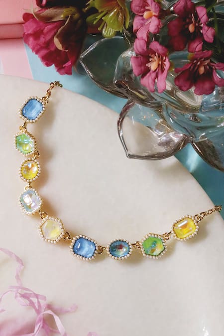 Ishhaara Geometric Crystal Stone Embellished Necklace 