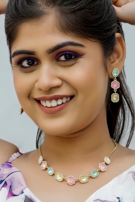 Ishhaara Dangler Crystal Stone Embellished Earrings 