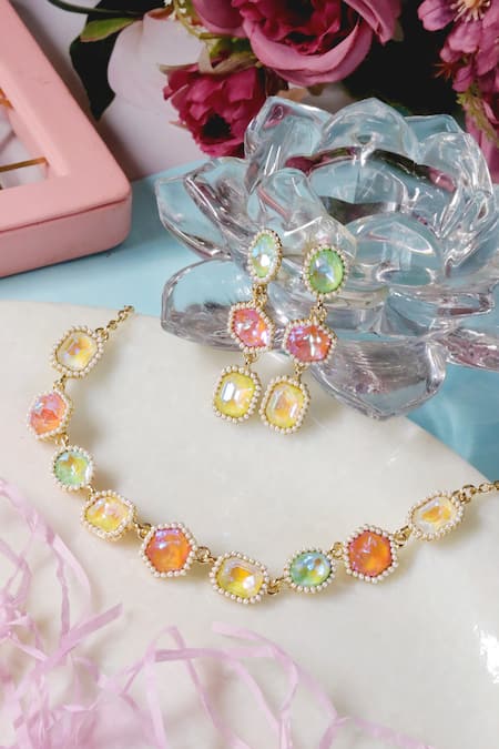 Ishhaara Dangler Crystal Stone Embellished Earrings 